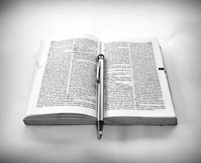 Un livre en noir et blanc avec un stylo dessus