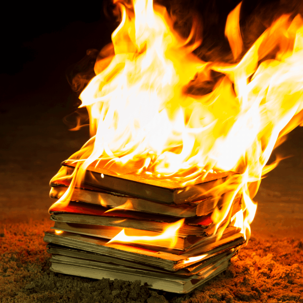 Des livres sont en train de bruler