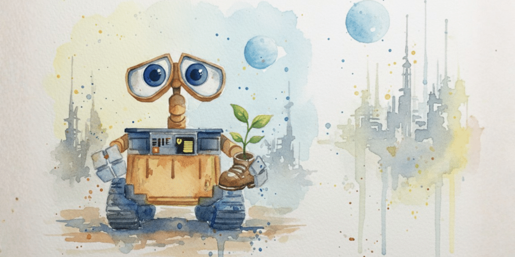 Le personnage de Wall-E de Pixar en aquarelle