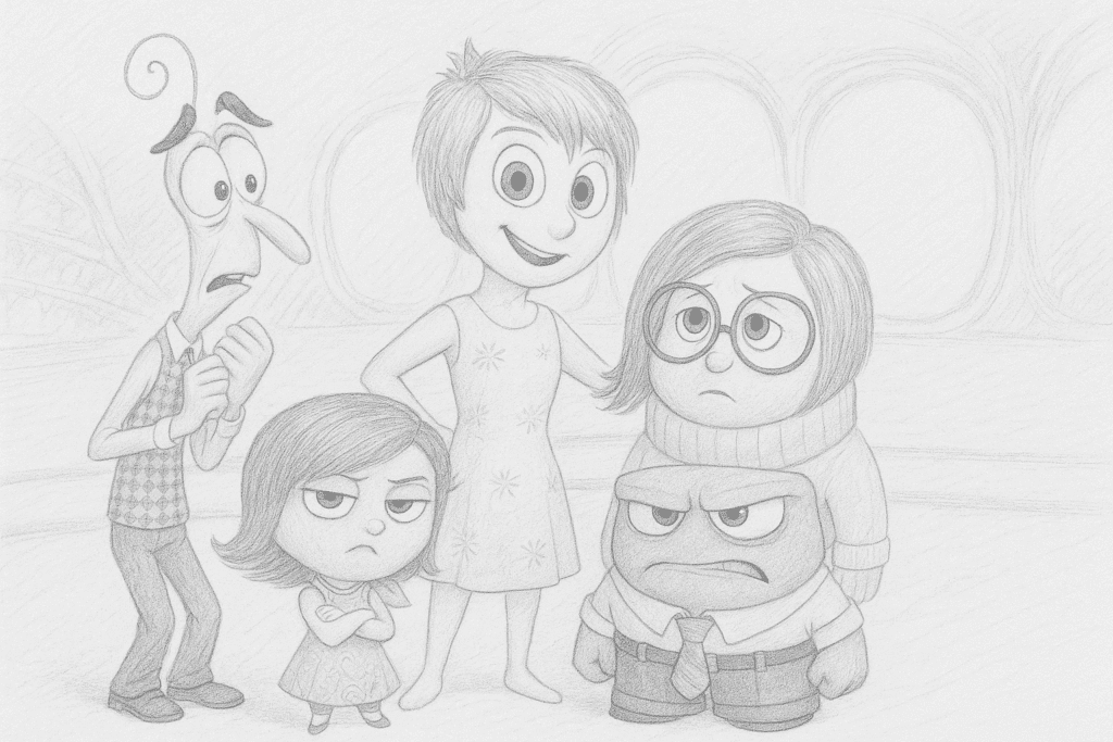 Les personnages de Vice-Versa dessinés