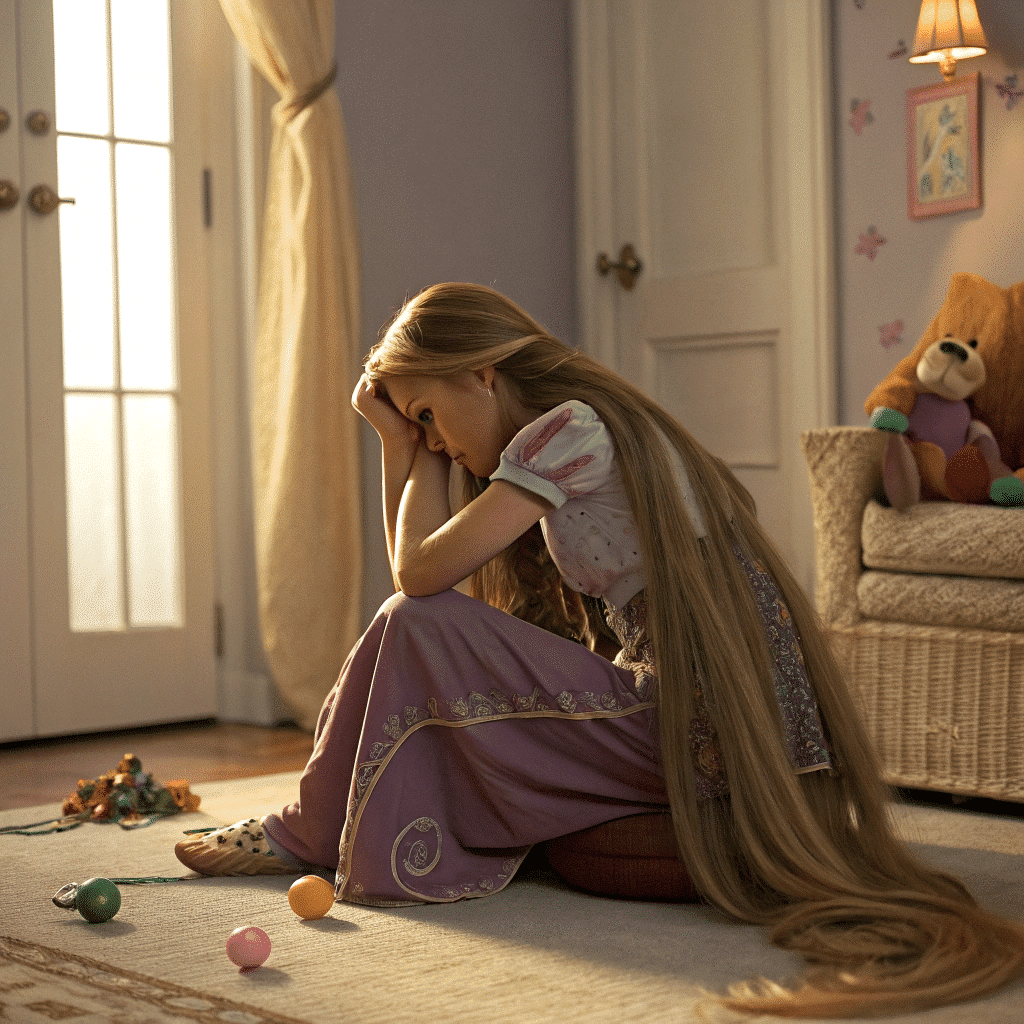 Raiponce seule dans sa chambre