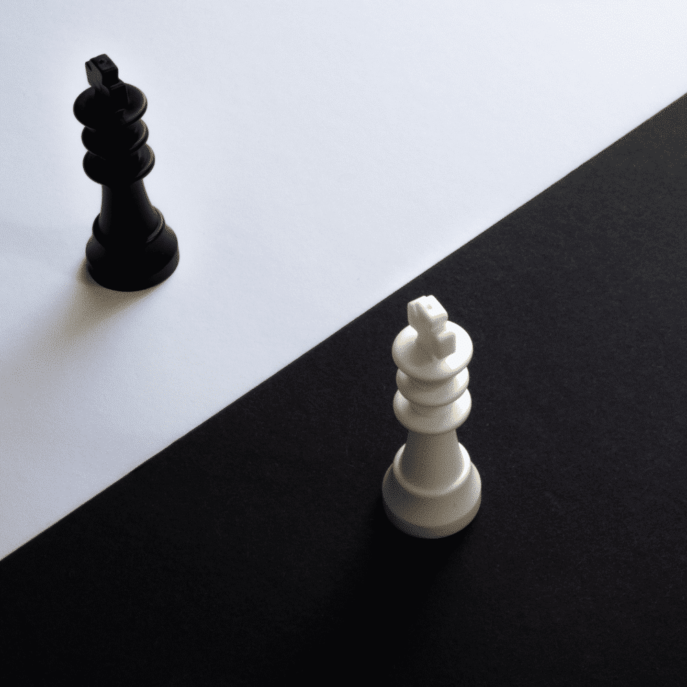 Des Rois (aux échecs) sont sur des case noir et blanches