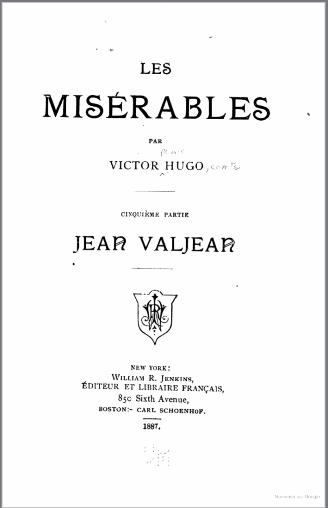 La page de garde du livre Les Misérables par Victor Hugo