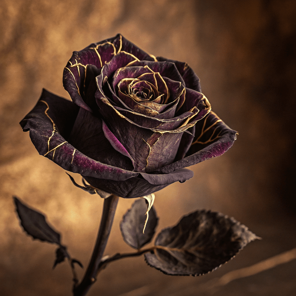 Une fleur violette bordée d'or