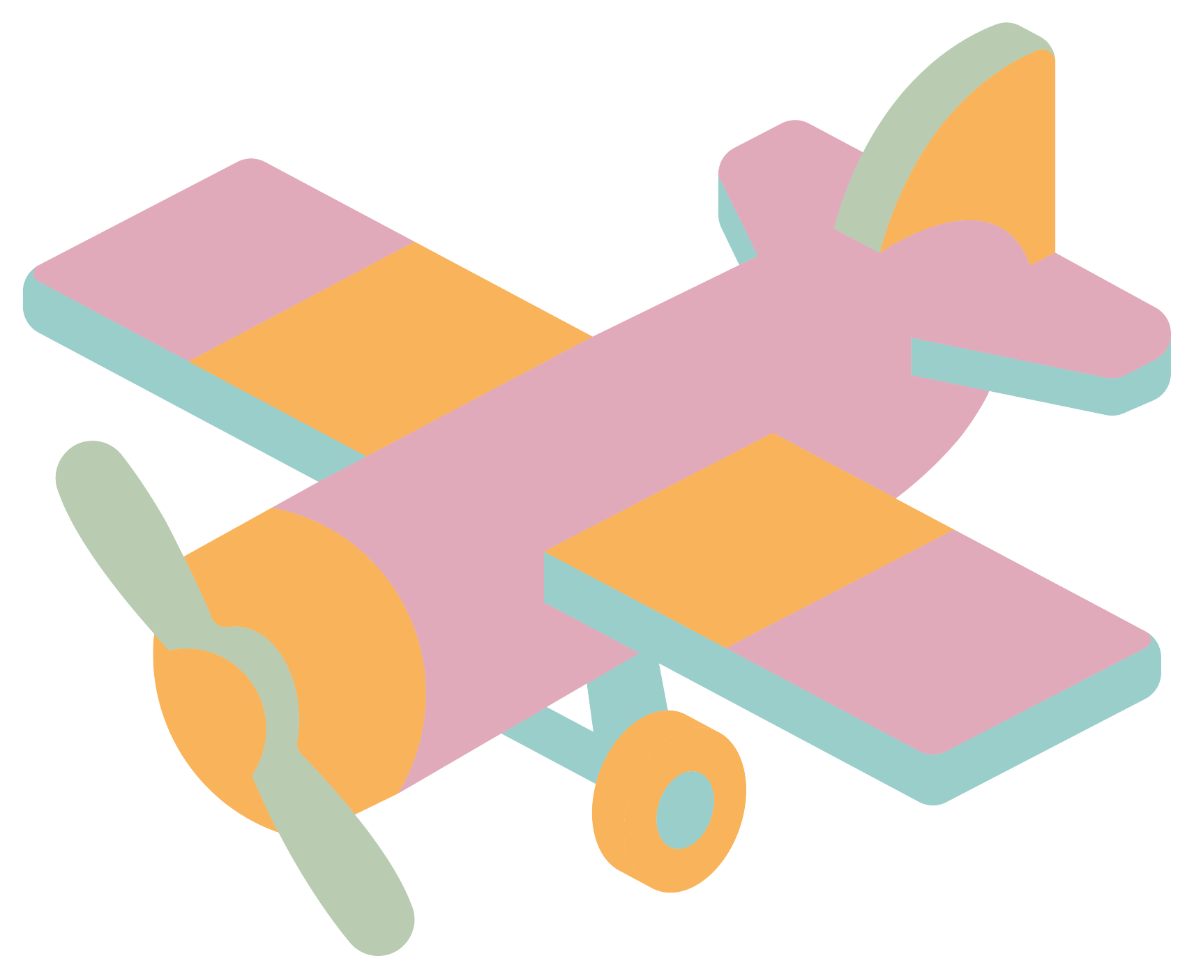 Un avion en jouet en bois coloré