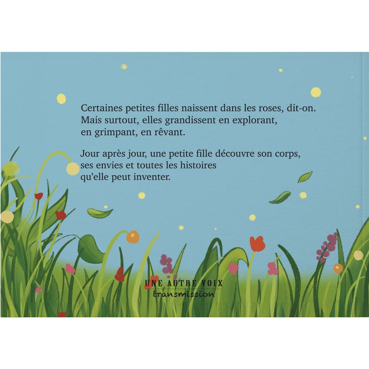 Couverture arrière du livre "Je suis une petite fille" d'Emilie Prince