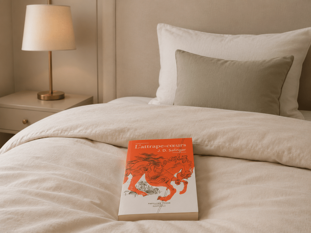 Le livre "L'Attrape-Rêves" de Salinger posé sur un lit