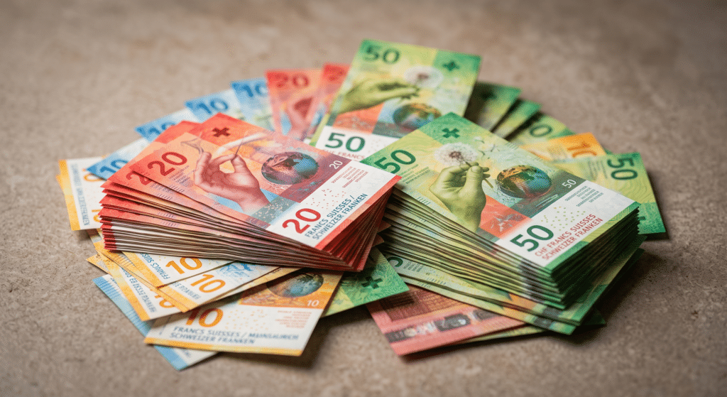 Pleins de billets de francs suisse