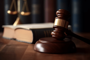 Un marteau de justice lors d'un procès