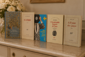 Les livres Orgueil et Préjugés, Le Sèbre, Haute Fidélité, L'insoutenable légèreté de l'être et L'écume des jours